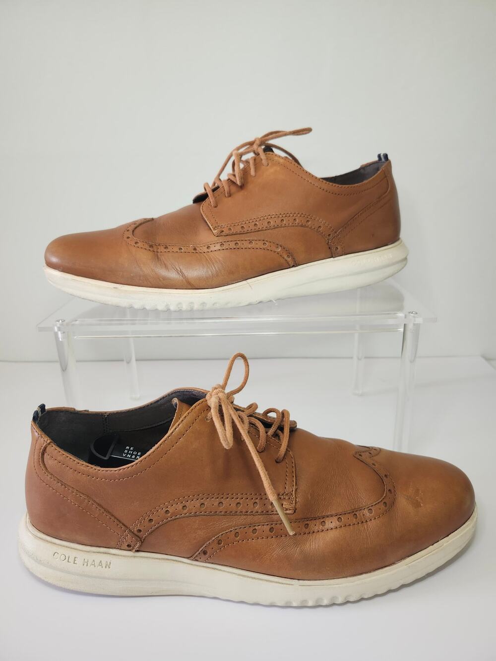 Cole Haan Mens Grand+ Wingtip Oxford British Tan Brown Leather Size 13